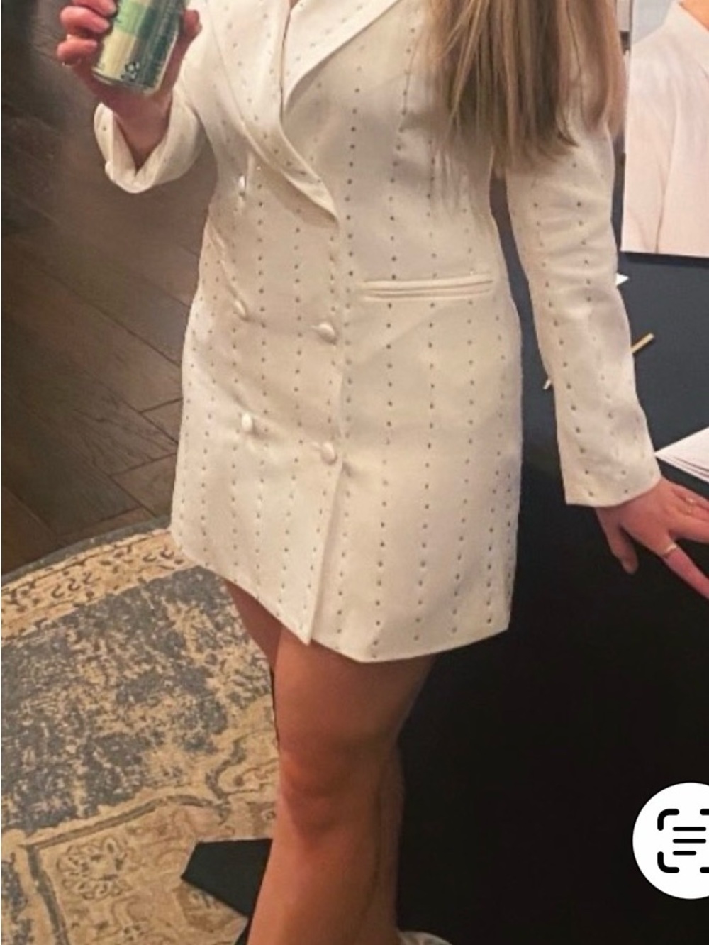 Lucy Paris Cream Double-Breasted Studded Blazer Jacket